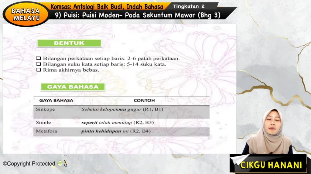 Topik 10 Puisi Moden Pada Sekuntum Mawar Jom Tuisyen